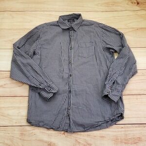 Trouvaille‎ Paris Shirt Mens Large Blue Long Sleeve Gingham Checkered Button Up